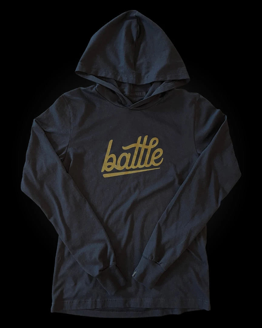 Warstic Sports, Inc BATTLE LONG SLEEVE HOODIE TEE (BLACK) APPAREL 1 Warstic Sports, Inc BATTLE LONG SLEEVE HOODIE TEE (BLACK) APPAREL