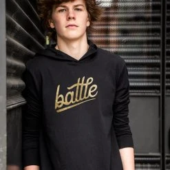 Warstic Sports, Inc BATTLE LONG SLEEVE HOODIE TEE (BLACK) APPAREL